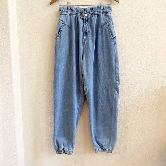 ZARA Paperbag Jeans Baggy Fit Carrot Legs Blogger Favorite Size 8 - Picture 1 of 11